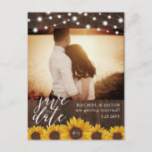 Carte Postale Fleurs de soleil rustiques & Lumières Mariage Enre (Devant)