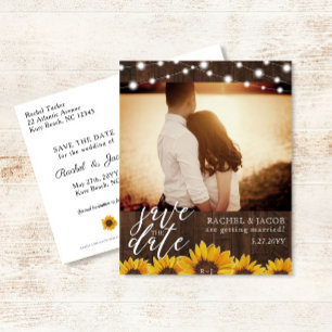 Carte Postale Fleurs de soleil rustiques & Lumières Mariage Enre