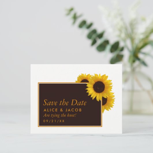 Carte Postale Fleurs de soleil rustiques - Mariage Enregistrer l (Debout devant)