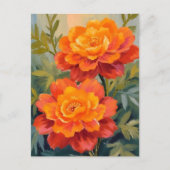 Carte Postale Fleurs de Souci Orange Botanique Aquarelle (Devant)