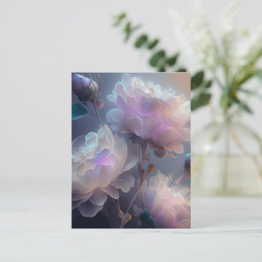 Carte Postale Fleurs de spectre de lumière Iridescente douce (Debout devant)