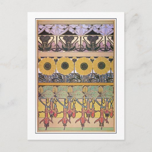 Carte Postale Fleurs de style Art Nouveau, Mucha (Devant)