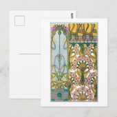 Carte Postale Fleurs de style Art Nouveau, Mucha (Devant / Derrière)
