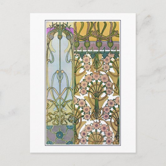 Carte Postale Fleurs de style Art Nouveau, Mucha (Devant)