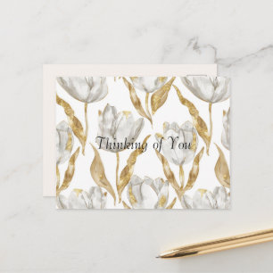 Carte Postale Fleurs de tulipes blanches et dorées pour vous
