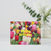Carte Postale Fleurs de tulipes de couleur mixte Joyeux Annivers (Debout devant)