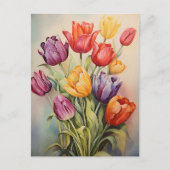 Carte Postale Fleurs de tulipes de Pâques vintage (Devant)