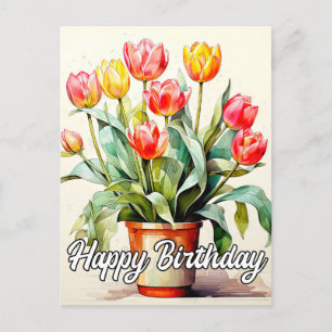 Carte Postale Fleurs de tulipes fraîchement cueillies