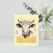 Carte Postale Fleurs de vache aquarelle dans un pré (Debout devant)