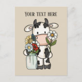 Carte Postale Fleurs de vache mignonne ajouter un message (Devant)