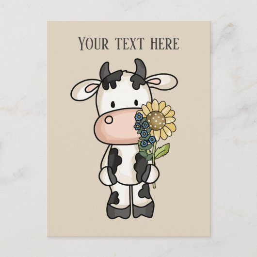Carte Postale Fleurs de vache mignonne ajouter un message (Devant)