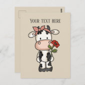 Carte Postale Fleurs de vache mignonne ajouter un message (Devant / Derrière)