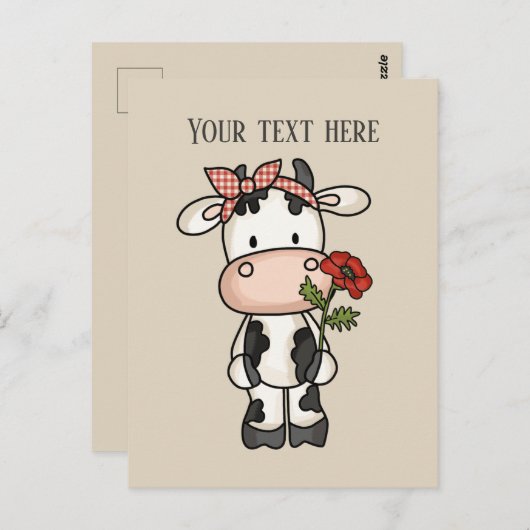 Carte Postale Fleurs de vache mignonne ajouter un message (Devant / Derrière)