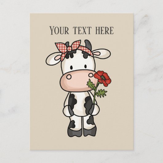 Carte Postale Fleurs de vache mignonne ajouter un message (Devant)