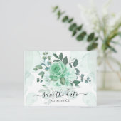 Carte Postale Fleurs de verdure à l'aquarelle Enregistrez la dat (Debout devant)