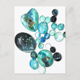 Carte Postale Fleurs de verre de mer et bling
