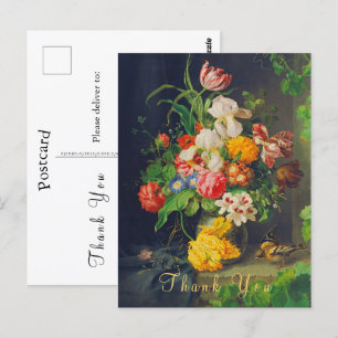 Carte Postale Fleurs de vie morte victoriennes Merci rose Roses