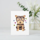 Carte Postale Fleurs de Yorkie (Debout devant)