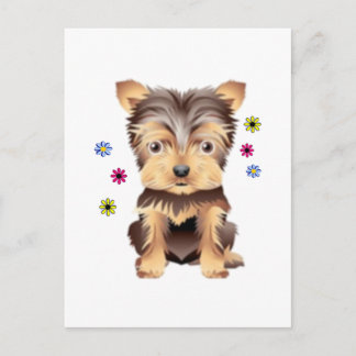 Carte Postale Fleurs de Yorkie