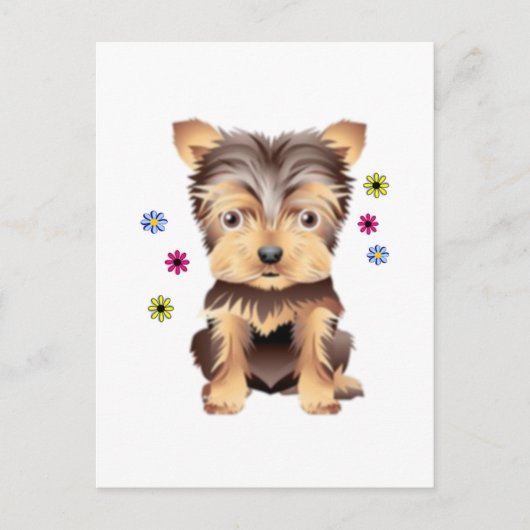 Carte Postale Fleurs de Yorkie (Devant)