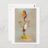 Carte Postale Fleurs d'équilibrage de la grenouille et papillon (Devant / Derrière)