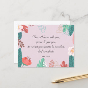 Carte Postale Fleurs dessinées à la main avec Jean 14:27 Verse d