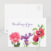 Carte Postale Fleurs d'été aquarelle à votre pensée (Devant / Derrière)