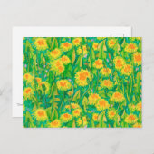 Carte Postale Fleurs d'été en fleurs de Dandelion vert floral ja (Devant / Derrière)