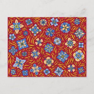 Carte Postale Fleurs d'été Rouge