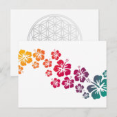 Carte Postale fleurs d'hibiscus colorées (Devant / Derrière)