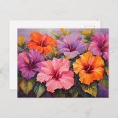 Carte Postale Fleurs d'Hibiscus colorées (Devant / Derrière)