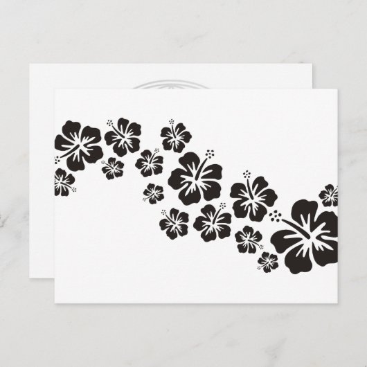 Carte Postale fleurs d'hibiscus en noir (Devant / Derrière)