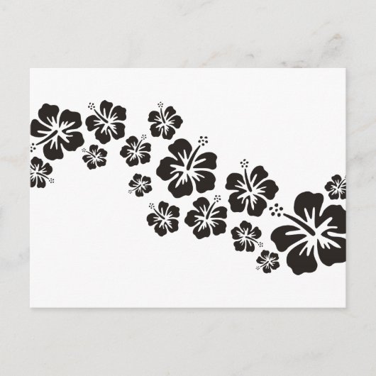 Carte Postale fleurs d'hibiscus en noir (Devant)
