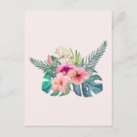Fleurs d'Hibiscus Rose Tropical Aquarelle