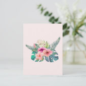 Carte Postale Fleurs d'hibiscus rose tropical aquarelle  (Debout devant)
