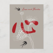 Carte Postale Fleurs d'hirondelles et Mariage de coeur chinois M (Devant)