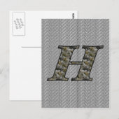 Carte Postale Fleurs d'hortensia à monogramme initial H (Devant / Derrière)