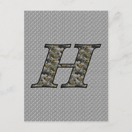 Carte Postale Fleurs d'hortensia à monogramme initial H (Devant)