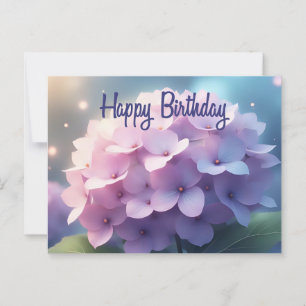 Carte Postale Fleurs d'hortensia rose violet Joyeux Anniversaire