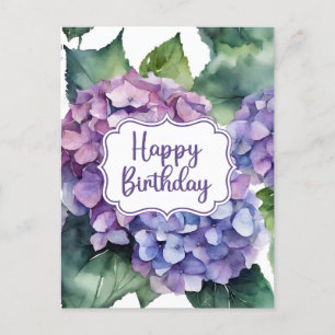 Carte Postale Fleurs d'hortensia violet pour joyeux anniversaire