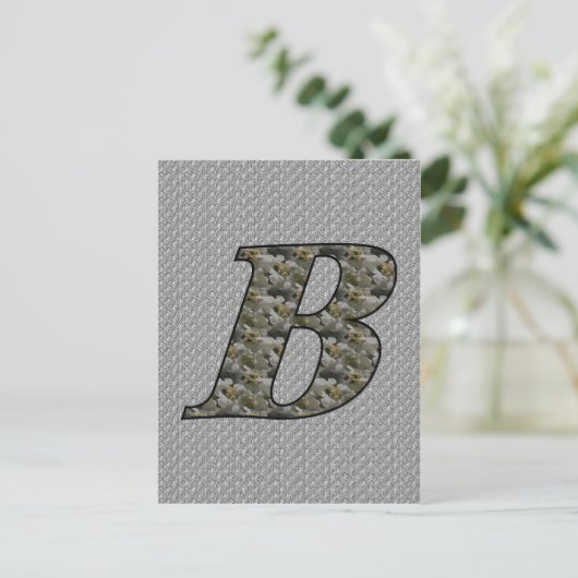 Carte Postale Fleurs d'hydrangea à initiale de monogramme B (Debout devant)