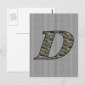 Carte Postale Fleurs d'hydrangea à initiale de monogramme D (Devant / Derrière)
