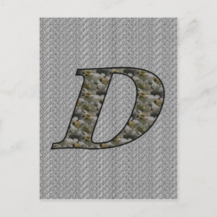 Carte Postale Fleurs d'hydrangea à initiale de monogramme D