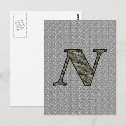 Carte Postale Fleurs d'hydrangea à initiale de monogramme N (Devant / Derrière)