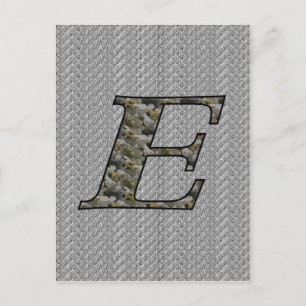 Carte Postale Fleurs d'hydrangea à monogramme initial E