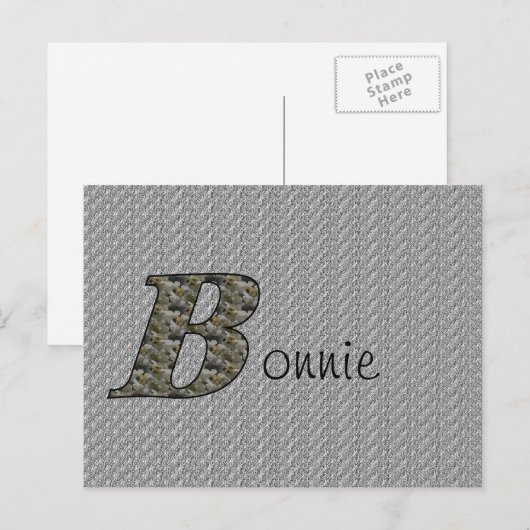 Carte Postale Fleurs d'hydrangea avec initiale de monogramme B P (Devant / Derrière)