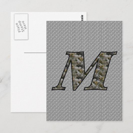 Carte Postale Fleurs d'hydrangea avec initiale de monogramme M (Devant / Derrière)
