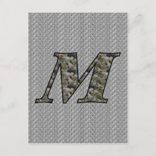 Carte Postale Fleurs d'hydrangea avec initiale de monogramme M