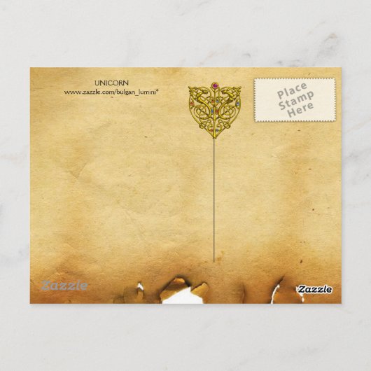 CARTE POSTALE FLEURS D'IMAGINAIRES UNICORNES ET GOTHIQUES, MOTIF (Dos)