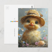 Carte Postale Fleurs d'oeufs de Paille de canard Casquette de Pâ (Devant / Derrière)